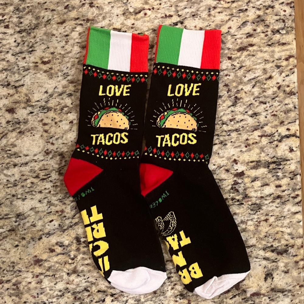 Love Tacos Crew Socks Funny Food Socks Fiesta Socks Novelty Unisex New